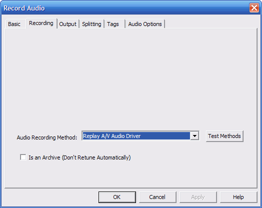 recording tab. Enhanced sound card driver does not record: The optional 