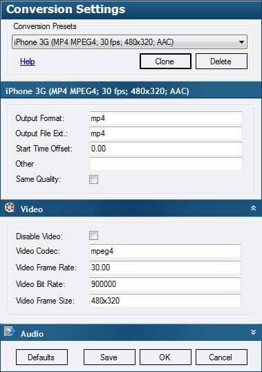 Conversion Settings