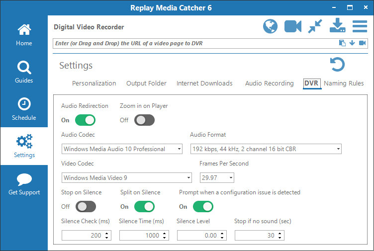 DVR settings