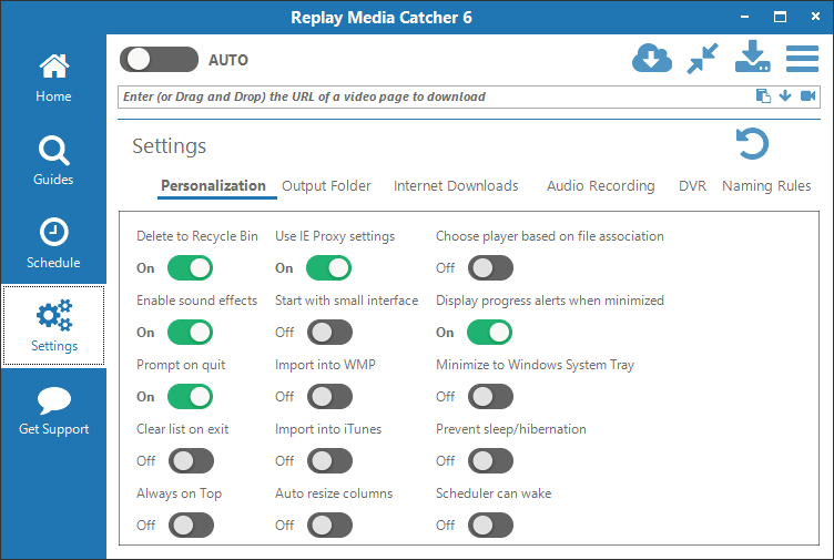 Personalization settings