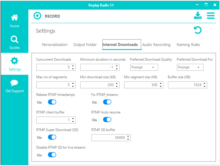 settings-internet downloads