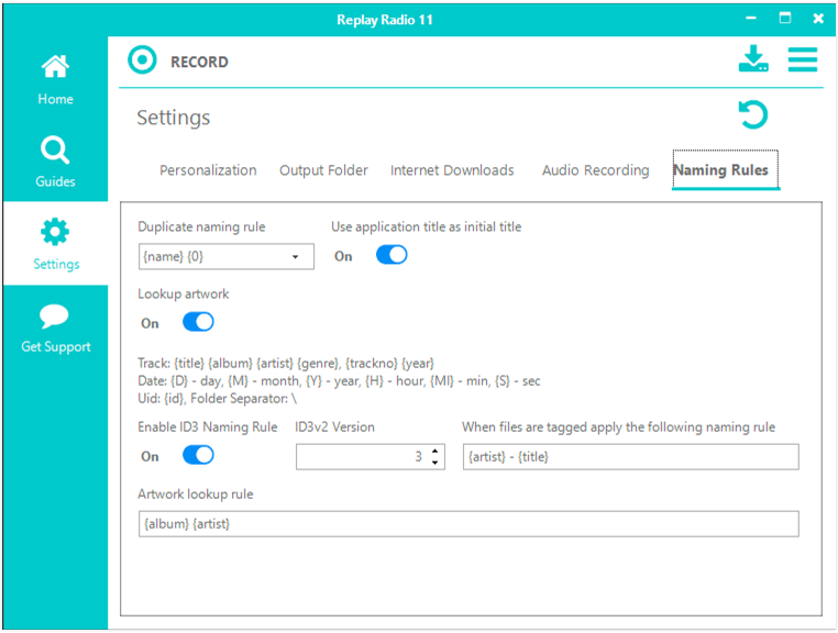 settings-naming rules