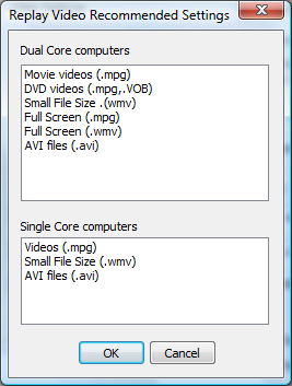 Recommended settings